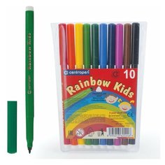 Фломастеры 10 цветов CENTROPEN "Rainbow Kids", круглые, смываемые, вентилируемый колпачок, 7550/10ET, 7 7550 1002
