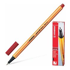 Ручка капиллярная (линер) STABILO "Point 88", темно-красная, корпус оранжевый, линия письма 0,4 мм, 88/50