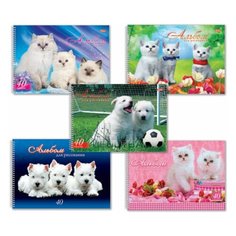 Альбом для рисования, А4, 40 листов, спираль, обложка картон, HATBER, 205х300 мм, "Любимцы", 40А4Всп, A28209