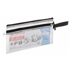 Папка-конверт на молнии малого формата (255х130 мм), 2 отдел, ПВХ, прозрачная, 0,3 мм, BRAUBERG "Solid", 223891