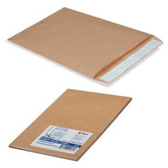 Конверт-пакеты В4 плоские (250х353 мм), до 140 листов, крафт-бумага, отрывная полоса, комплект 25 шт., 380090.25 Курт