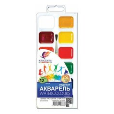 Краски акварельные ЛУЧ "Классика", 12 цветов, медовые, с кистью, пластиковая коробка, 19С1287-08