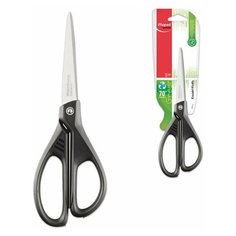 Ножницы MAPED (Франция) "Essentials Green", 210 мм, черные, эргономичные ручки, картонная упаковка с европодвесом, 468110