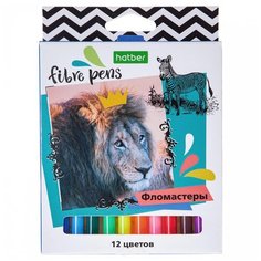 Фломастеры Hatber ECO Сафари, 12 цветов FP-067044