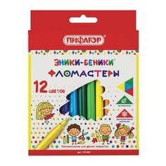 Фломастеры пифагор "эники-беники", 12 цветов, вентилируемый колпачок, 151401