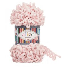 Пряжа Alize Puffy Fine (Пуффи Файн) 639 светлая пудра 100% микрополиэстер 100г 14м 5шт