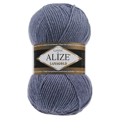 Пряжа «Lanagold» Alize 51% акрил - 49% шерсть 240м/100гр (203 джинс меланж) 5 шт.