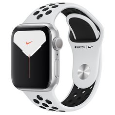 Умные часы Apple Watch Series 5 GPS + Cellular 40мм Aluminum Case with Nike Sport Band, серебристый/чистая платина/черный