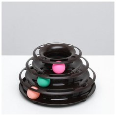 Игровой комплекс для кошек Пижон "Пирамида", с 3 шариками,15*24*13,2 см, шоколад