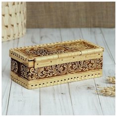 Шкатулка «Деньги в дом», 17×9×6,5 см, береста 3863551 Сима ленд