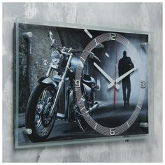 Часы настенные 21 век Транспорт, "Мотоцикл в ночи", 36*60 см