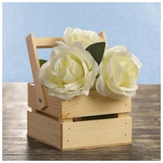 Кашпо деревянное Дарим Красиво 12*11*9 см, "Однушка Лайт", двухреечное, натуральный