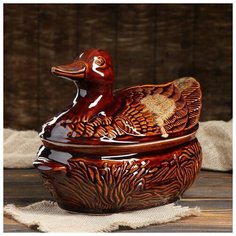 Горшок для запекания Керамика ручной работы "Утка", 3 л