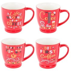 Набор кружек 4 шт. "First coffee ", 230 мл., ENS Group, 1430024-Н4
