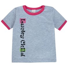 Футболка lucky child, размер 20 (62-68), серый