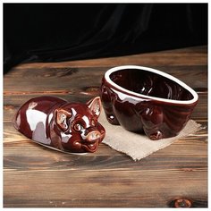 Горшок для запекания Керамика ручной работы "Поросенок", 3 л