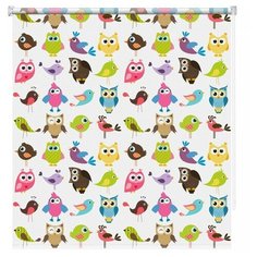 Рулонная штора DECOFEST Совушки (белый), 160х175 см