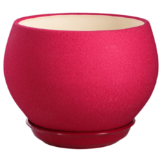 Горшок Ориана с поддоном Шар шёлк 22 х 18 см бордовый Oriana