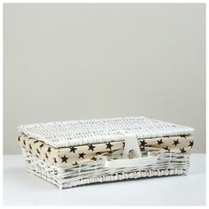 Короб-чемоданчик с ручкой и замком (лоза+ткань), 41х30х12 5464904 Сима ленд
