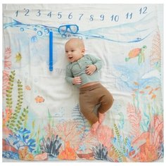 Многоразовые пеленки MamSi Фотопеленка муслиновый хлопок 120х120 подводный мир 1 шт.