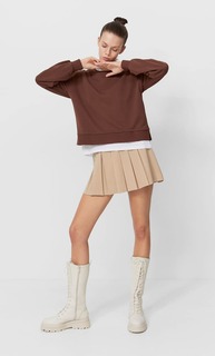 Stradivarius Юбка В Складку Бежевый L
