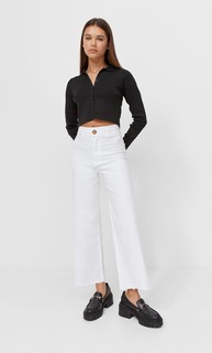 Stradivarius Бесшовные Брюки-Кюлоты Из Твила Белый 36