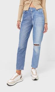 Stradivarius Комбинированные Джинсы Mom Fit Светлый Деним 40