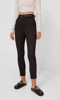 Stradivarius Брюки С Поясом Черный 38