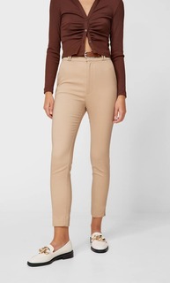 Stradivarius Брюки С Поясом Бежевый 44