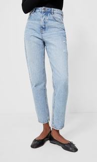 Stradivarius Джинсы Mom Fit Синий С Эффектом Потертости 44