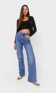 Stradivarius Бесшовный Топ С Квадратным Вырезом. Черный S