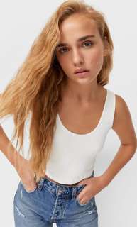 Stradivarius Бесшовный Топ С Квадратным Вырезом. Цвет Небеленого Полотна L