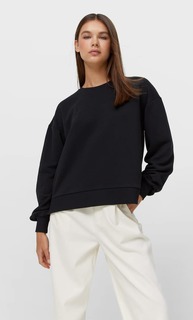 Stradivarius Базовая Толстовка С Декоративными Швами Черный L