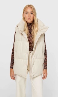 Stradivarius Стеганый Жилет Из Искусственной Кожи Цвет Небеленого Полотна S