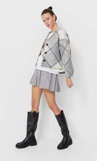 Stradivarius Кардиган В Клетку Пестро-Серый Xs