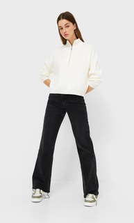 Stradivarius Свитер С Молнией Цвет Небеленого Полотна Xs