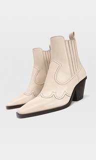 Stradivarius Ботильоны В Ковбойском Стиле На Каблуке Розовато-Бежевый 36