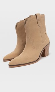 Stradivarius Кожаные Ботильоны В Ковбойском Стиле Бежевый 37