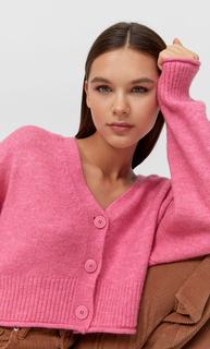 Stradivarius Укороченный Кардиган Из Мягкого Трикотажа Ярко-Розовый M