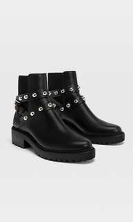 Stradivarius Черные Ботильоны На Низком Каблуке И Рифленой Подошве Черный 37