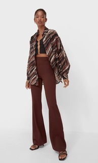 Stradivarius Рубашка Свободного Кроя Коричневый S