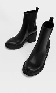 Stradivarius Черные Ботинки Челси На Каблуке Черный 38