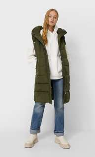Stradivarius Длинный Стеганый Жилет Хаки M
