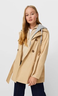 Stradivarius Тренч С Капюшоном Из Мягкой Ткани Цвет Камня L