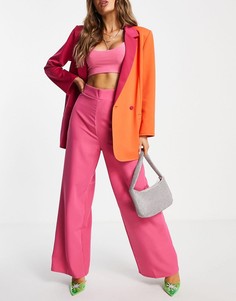 Ярко-розовые брюки с широкими штанинами от комплекта Lasula-Розовый цвет