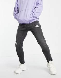 Выбеленные черные джинсы скинни ASOS DESIGN-Черный цвет