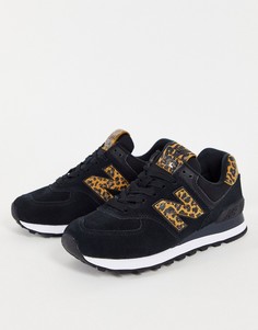 Черные кроссовки с леопардовым принтом New Balance 574 – эксклюзивно для ASOS-Черный цвет