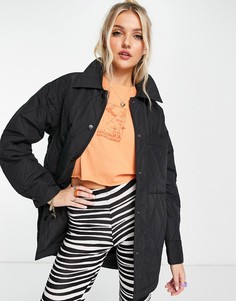 Черная стеганая куртка из переработанного материала Monki Liv-Черный цвет