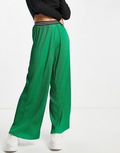 Зеленые брюки из плиссированной ткани с широкими штанинами (от комплекта) River Island-Зеленый цвет