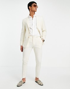 Светло-бежевые супероблегающие брюки с сетчатым узором ASOS DESIGN Wedding-Светло-бежевый